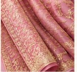 Pink dupatta with intricate gold embroidery